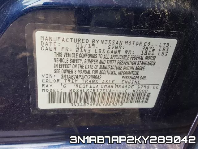 3N1AB7AP2KY289042 фото 2