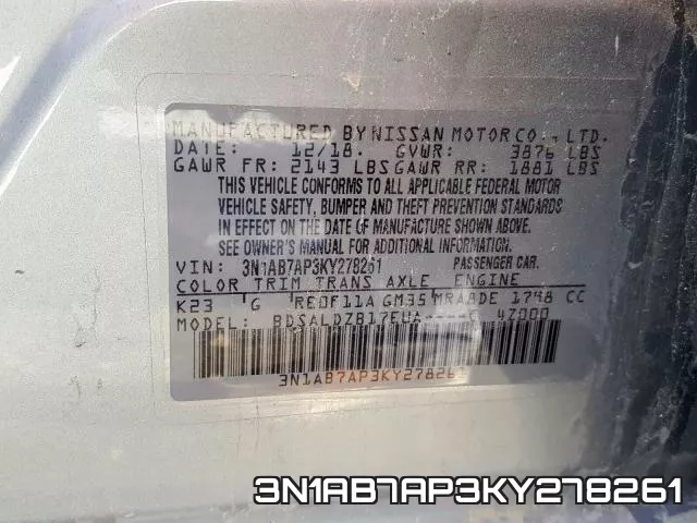3N1AB7AP3KY278261 фото 2