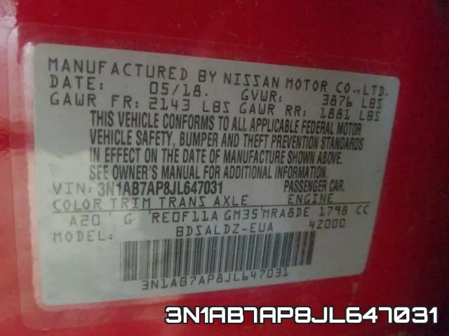 3N1AB7AP8JL647031 фото 2