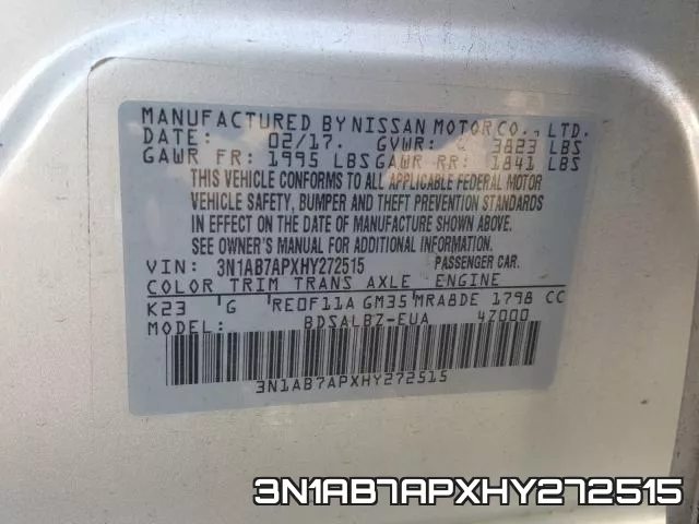 3N1AB7APXHY272515 фото 2