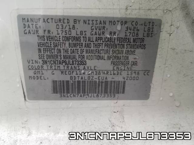 3N1CN7AP9JL873353 фото 2
