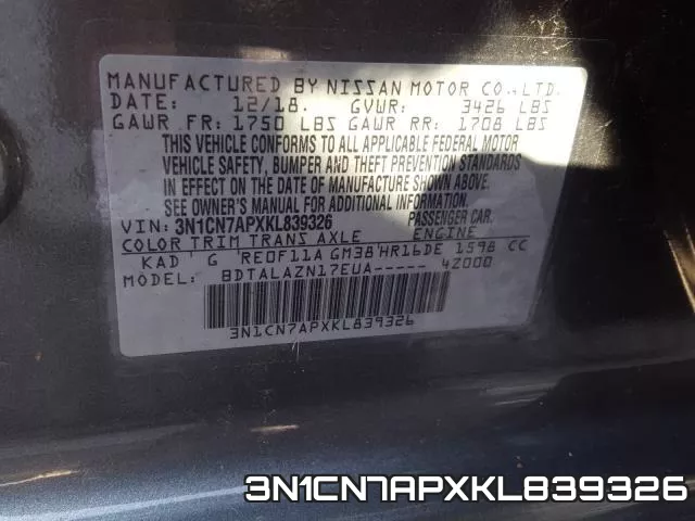 3N1CN7APXKL839326 фото 2