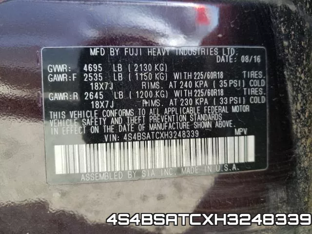 4S4BSATCXH3248339 фото 2