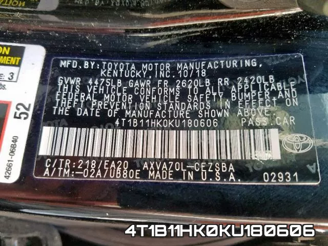 4T1B11HK0KU180606 фото 2