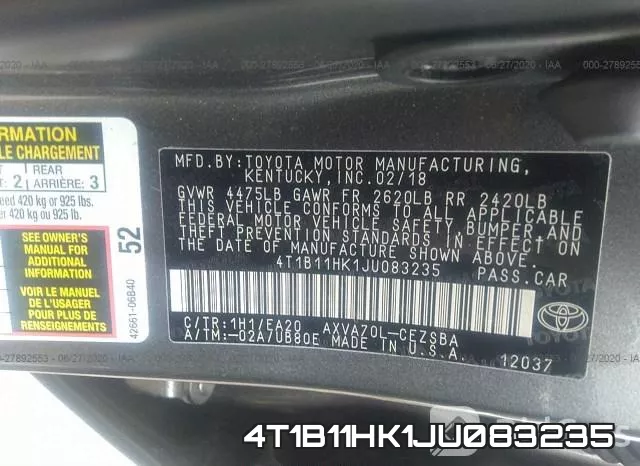 4T1B11HK1JU083235 фото 9