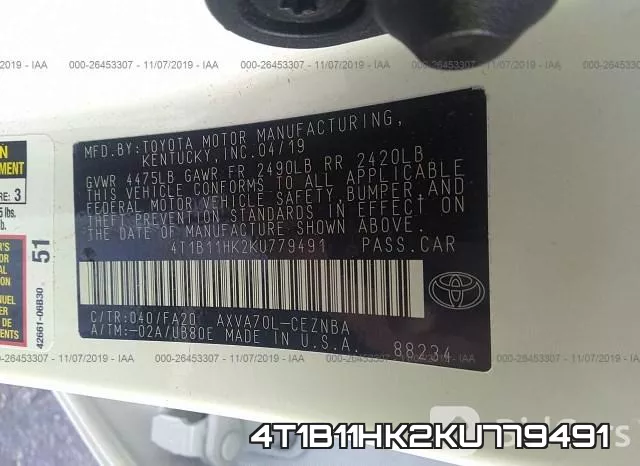 4T1B11HK2KU779491 фото 10