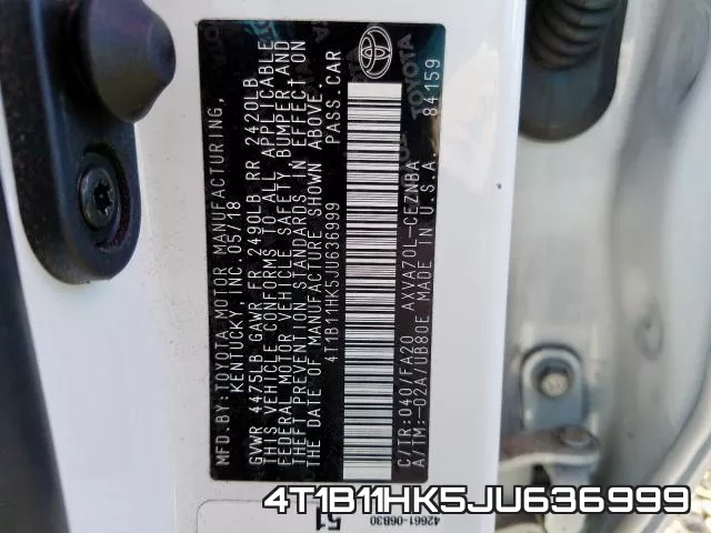 4T1B11HK5JU636999 фото 2