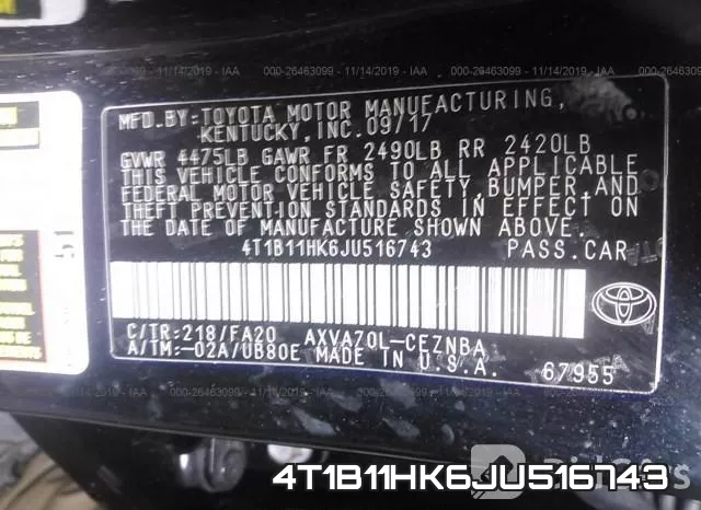 4T1B11HK6JU516743 фото 10