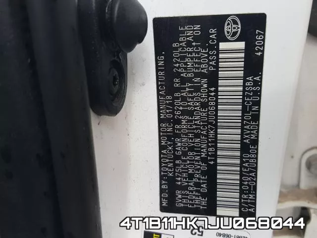 4T1B11HK7JU068044 фото 2