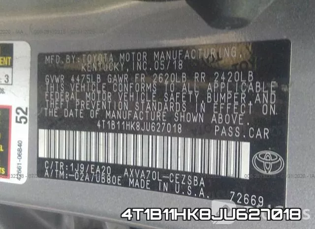4T1B11HK8JU627018 фото 10