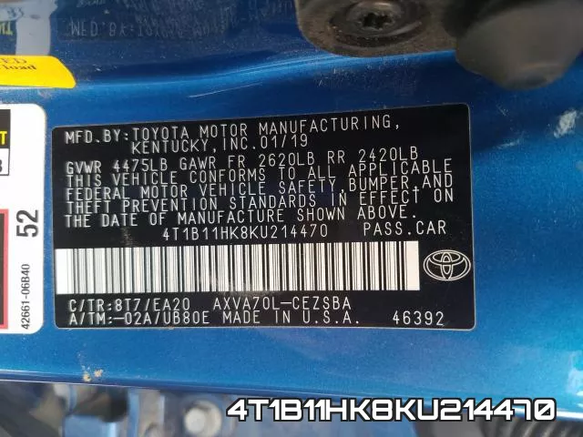 4T1B11HK8KU214470 фото 2