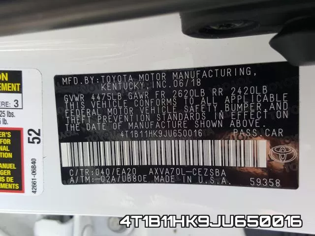 4T1B11HK9JU650016 фото 2