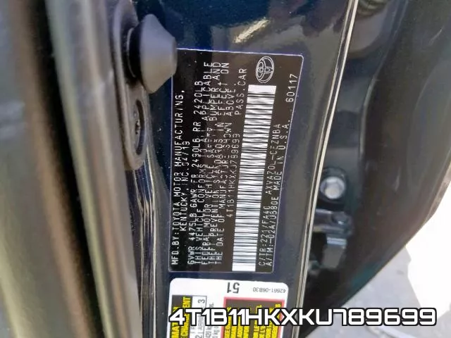 4T1B11HKXKU789699 фото 2