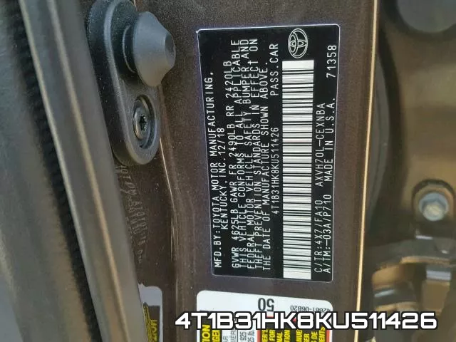 4T1B31HK8KU511426 фото 2