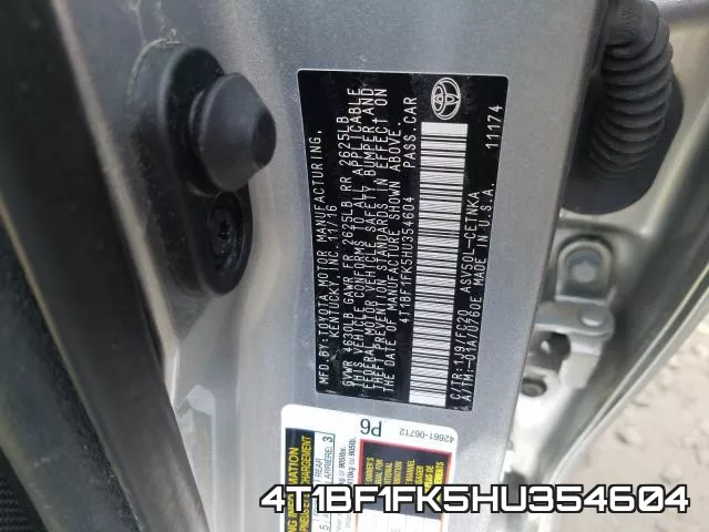 4T1BF1FK5HU354604 фото 2