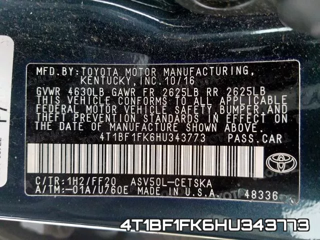 4T1BF1FK6HU343773 фото 2