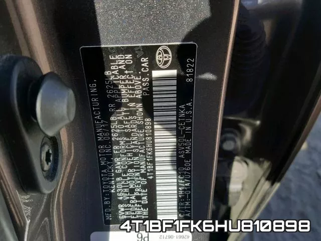 4T1BF1FK6HU810898 фото 2