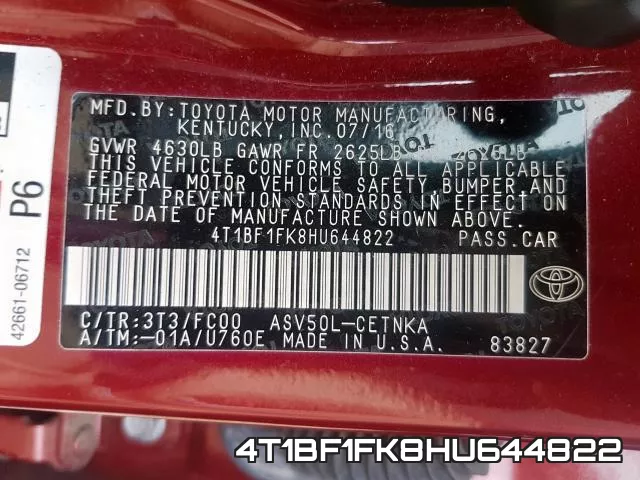 4T1BF1FK8HU644822 фото 2