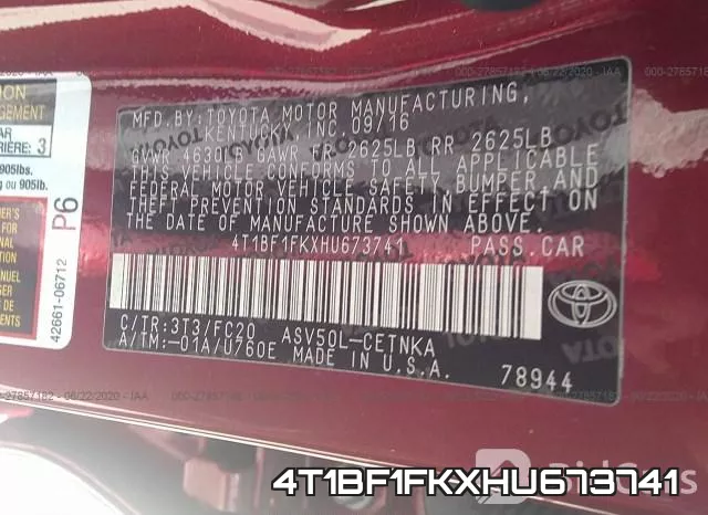 4T1BF1FKXHU673741 фото 10