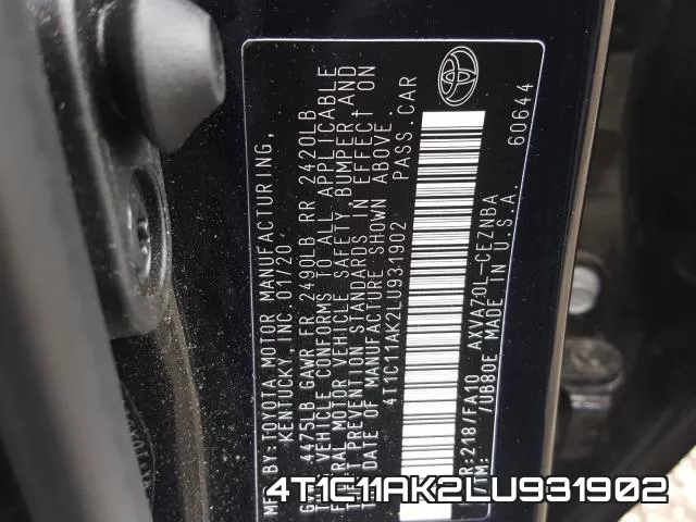 4T1C11AK2LU931902 фото 2