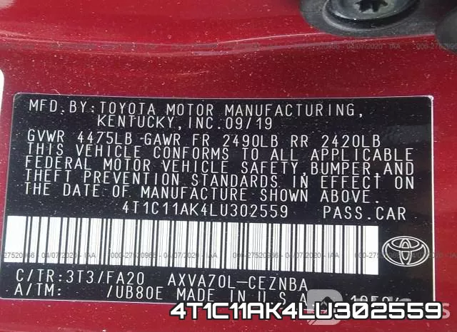 4T1C11AK4LU302559 фото 10