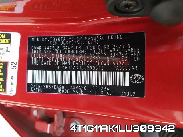 4T1G11AK1LU309342 фото 2
