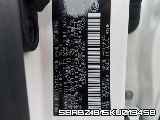 58ABZ1B15KU019458 фото 2