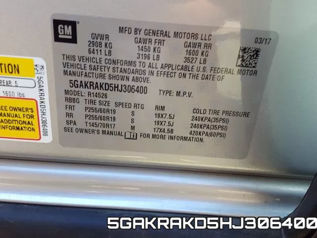 5GAKRAKD5HJ306400 фото 2