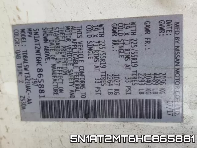5N1AT2MT6HC865881 фото 2