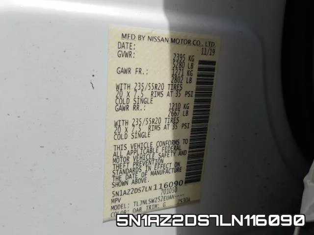 5N1AZ2DS7LN116090 фото 2