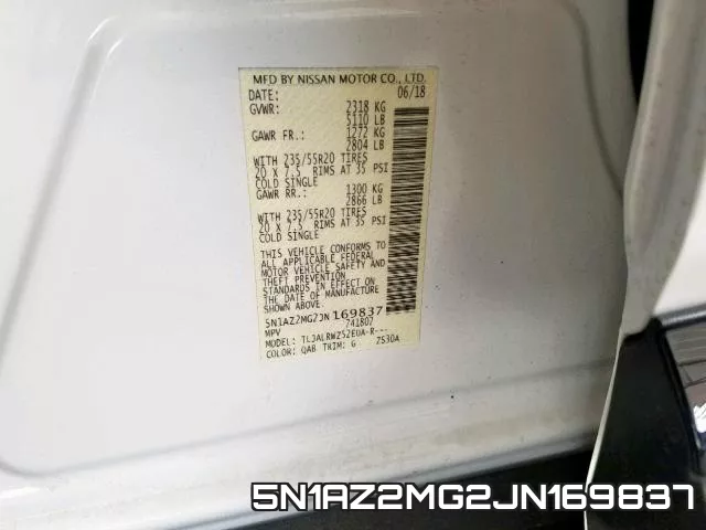 5N1AZ2MG2JN169837 фото 2