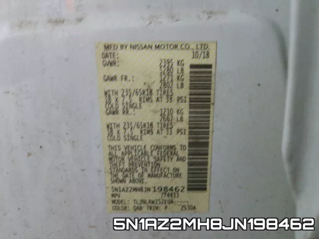 5N1AZ2MH8JN198462 фото 2