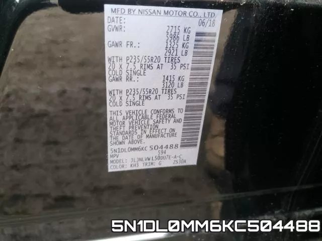 5N1DL0MM6KC504488 фото 2