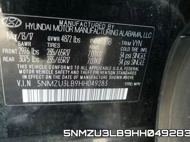 5NMZU3LB9HH049283 фото 2