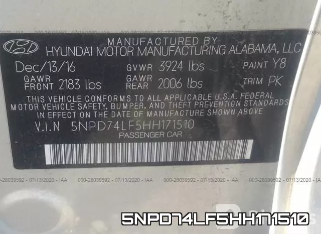 5NPD74LF5HH171510 фото 10
