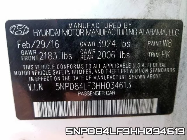 5NPD84LF3HH034613 фото 2