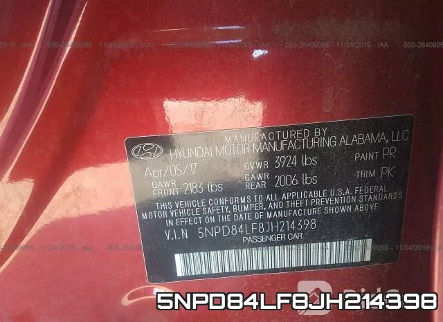 5NPD84LF8JH214398 фото 10