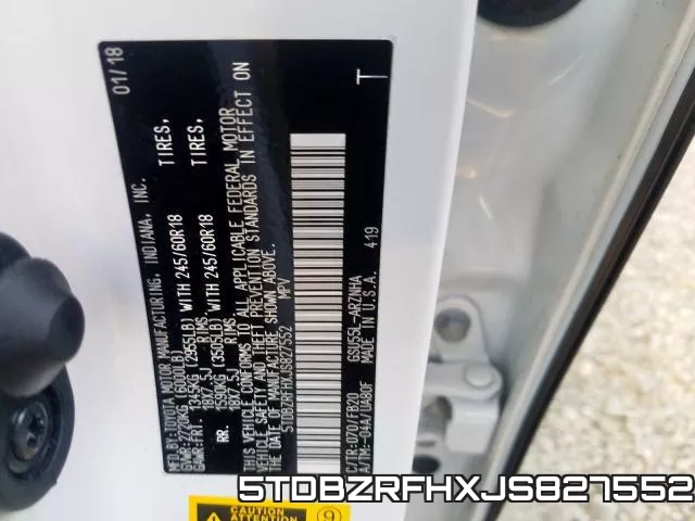 5TDBZRFHXJS827552 фото 2
