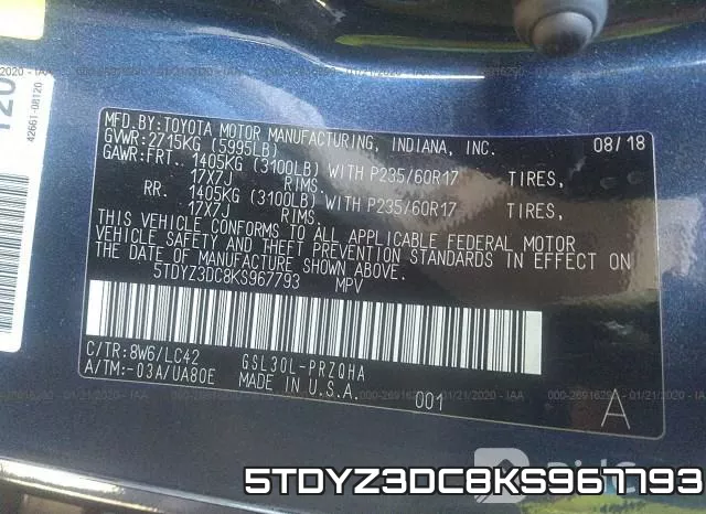 5TDYZ3DC8KS967793 фото 10