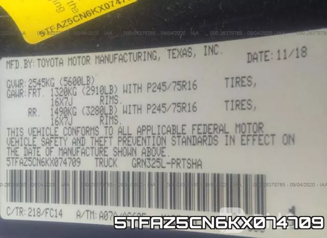 5TFAZ5CN6KX074709 фото 10