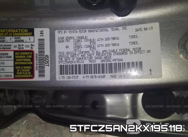 5TFCZ5AN2KX195118 фото 10