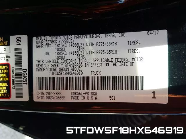 5TFDW5F18HX646919 фото 2