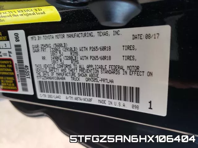 5TFGZ5AN6HX106404 фото 2