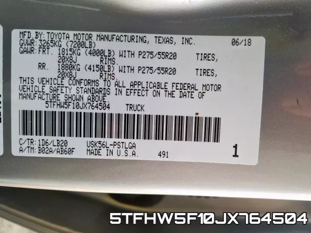 5TFHW5F10JX764504 фото 2