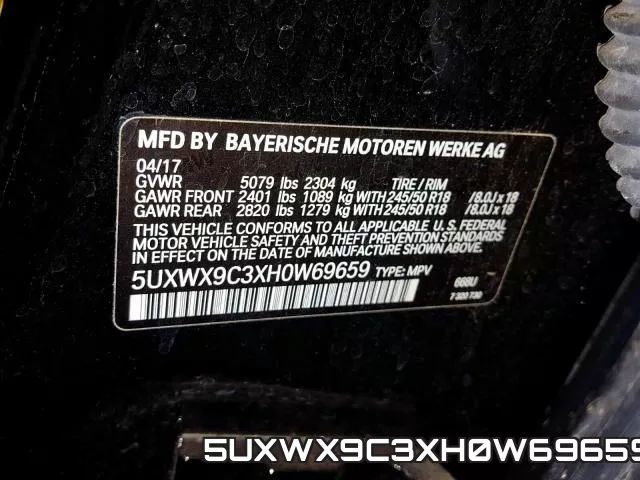5UXWX9C3XH0W69659 фото 2