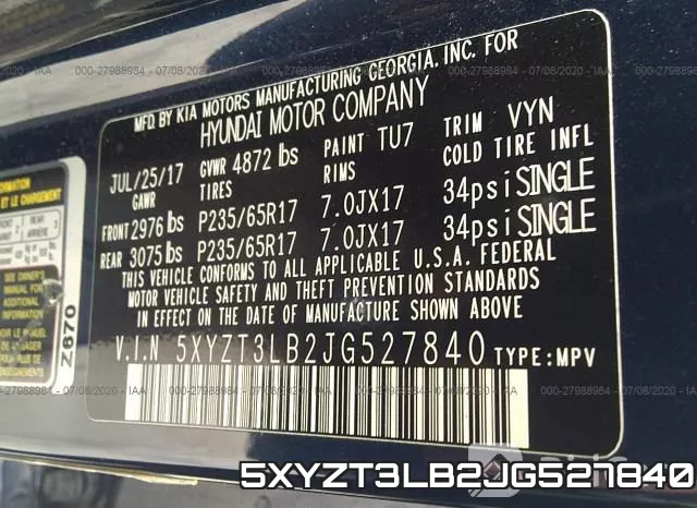 5XYZT3LB2JG527840 фото 10