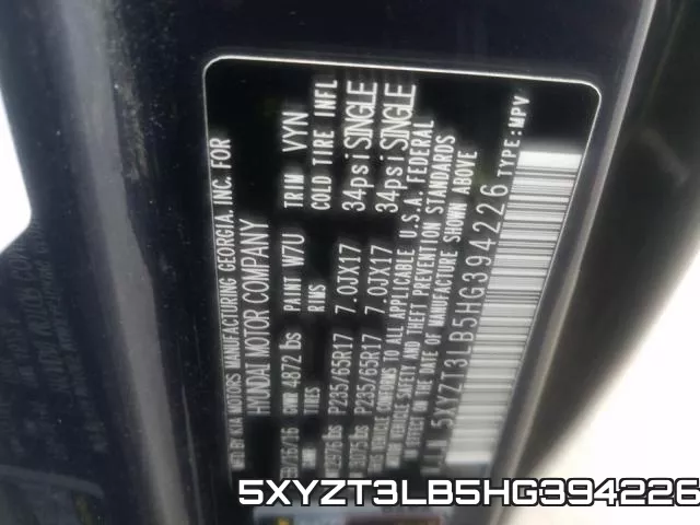 5XYZT3LB5HG394226 фото 2