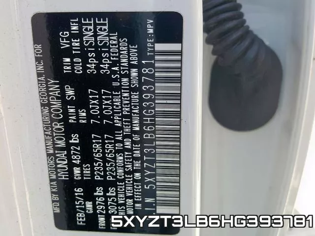 5XYZT3LB6HG393781 фото 2