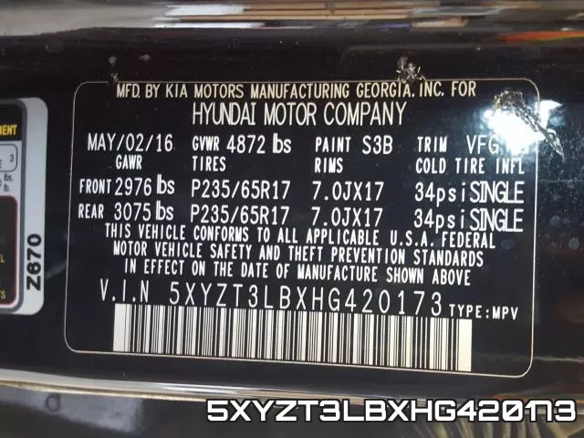 5XYZT3LBXHG420173 фото 2