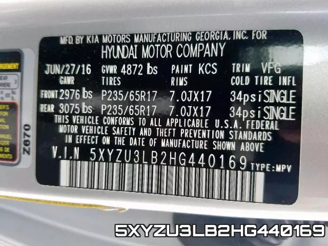 5XYZU3LB2HG440169 фото 2